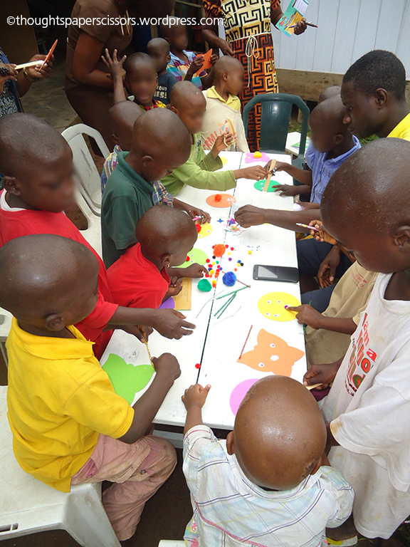 The little ones hard at work at their crafting table