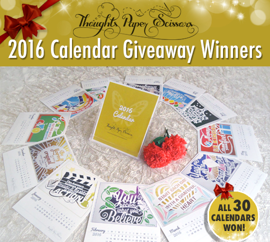 Final draw Winners : 2016 Calendar&nbsp;Giveaway